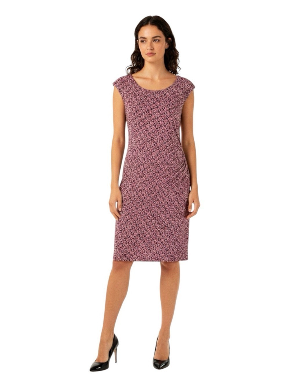 Loft Geometric Print Cap Sleeve Sheath Dress Medium